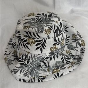 Hat Women Double Sided Big Brimmed Fisherman Reversible Navy Blue & White Floral